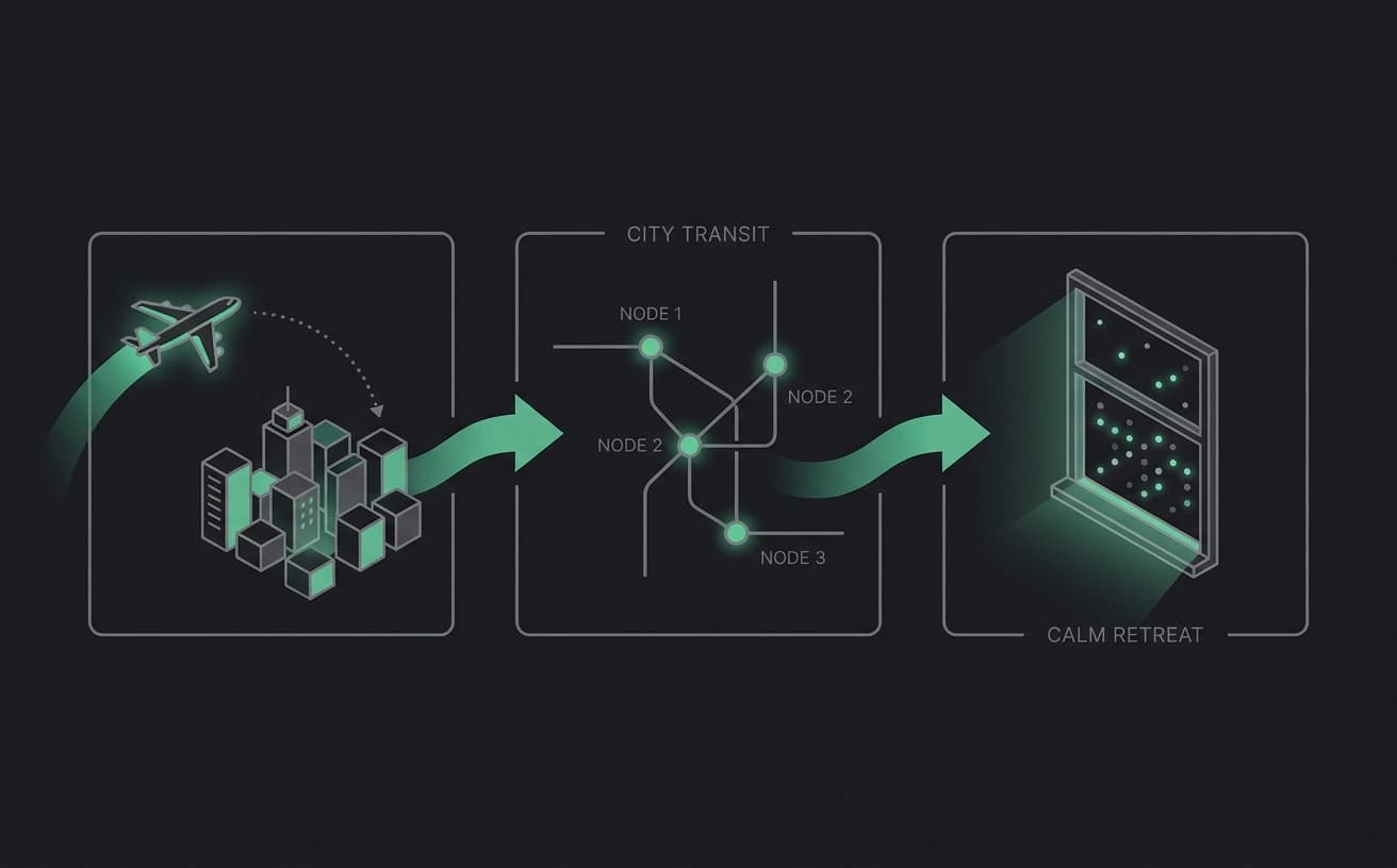 Illustrated three-zone diagram for first-time Tokyo stay choices