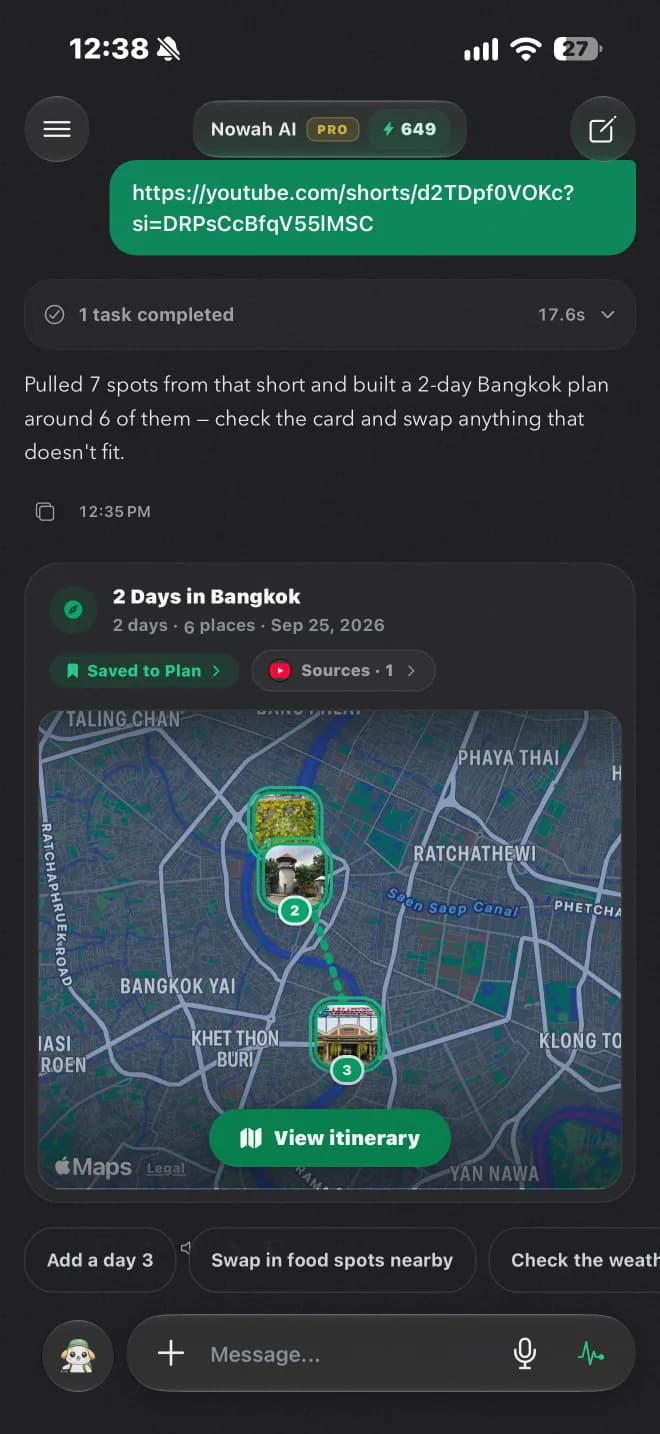 Nowah travel conversation preview