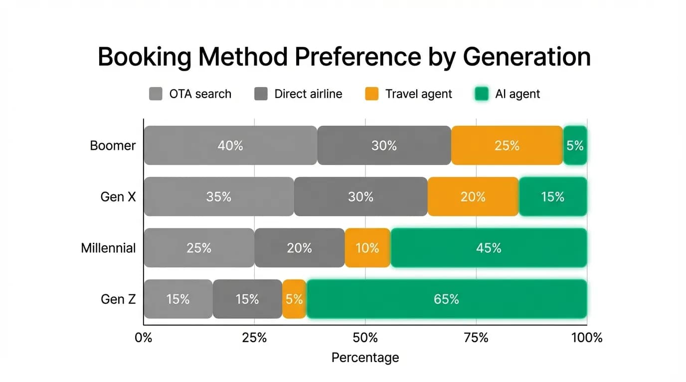 Booking method preference by generation