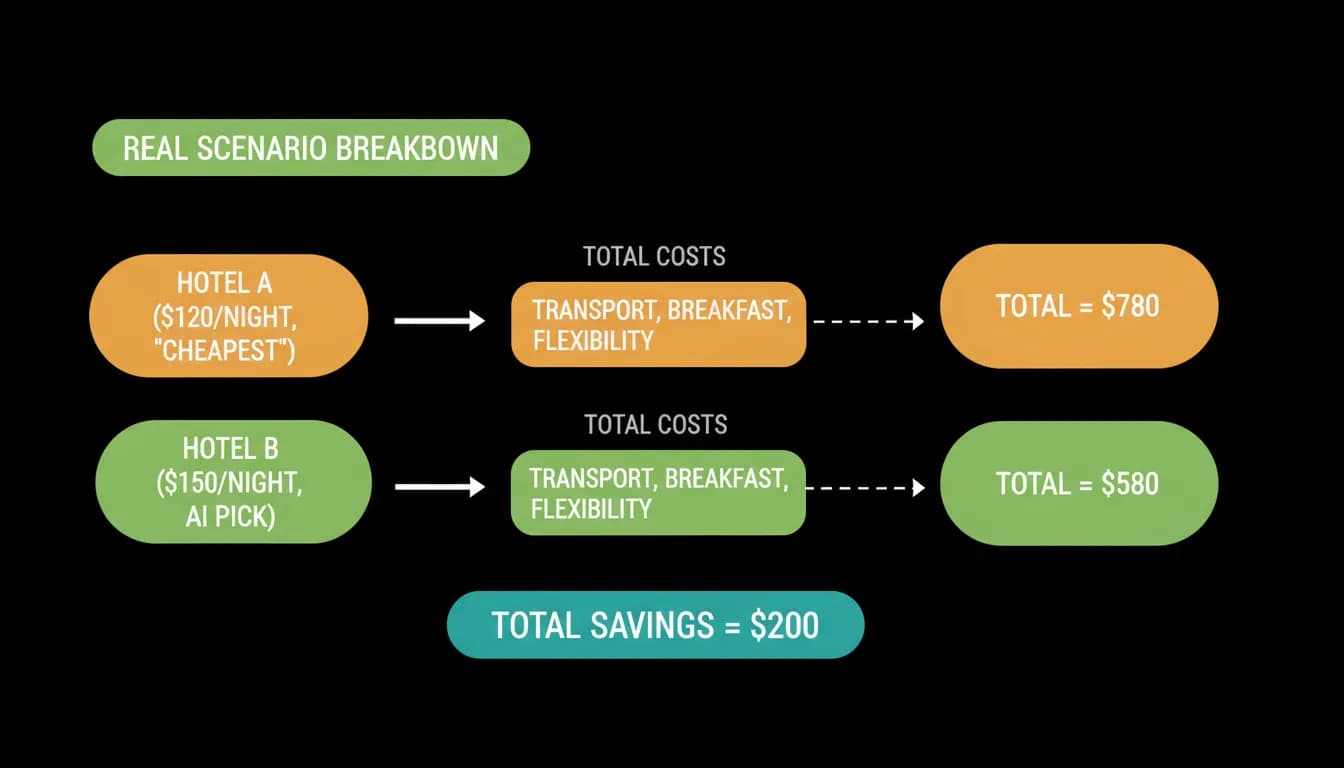 The cheapest nightly rate losing to the better total