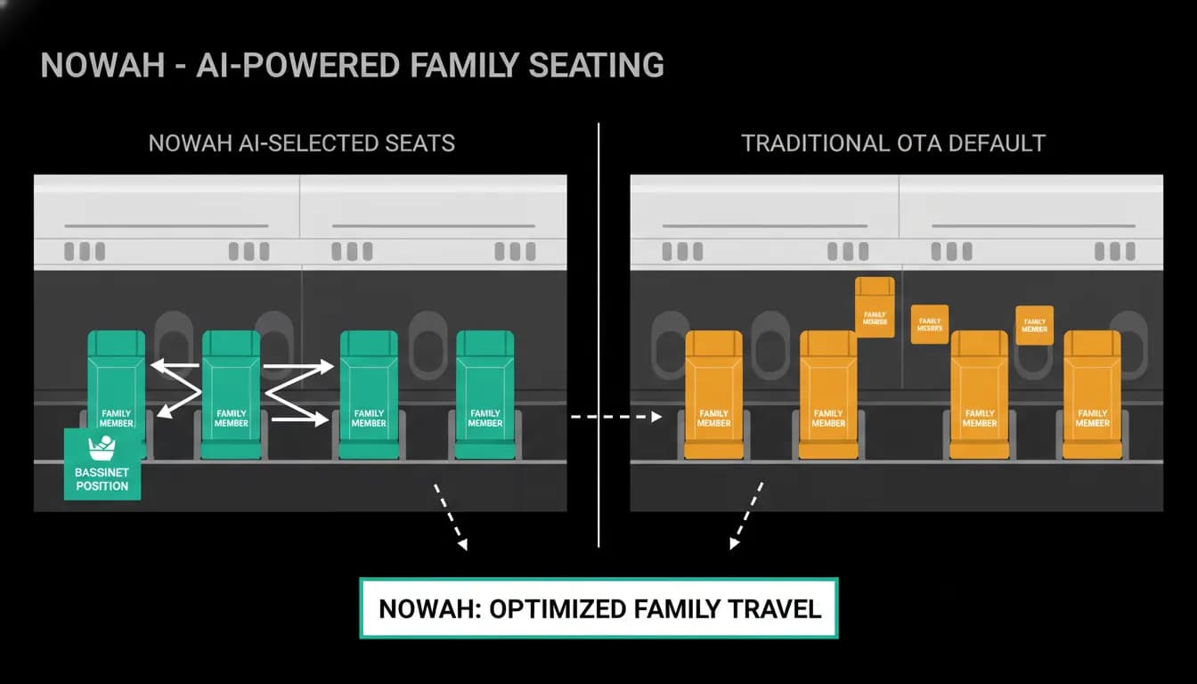 Adjacent seats selected for a family of four