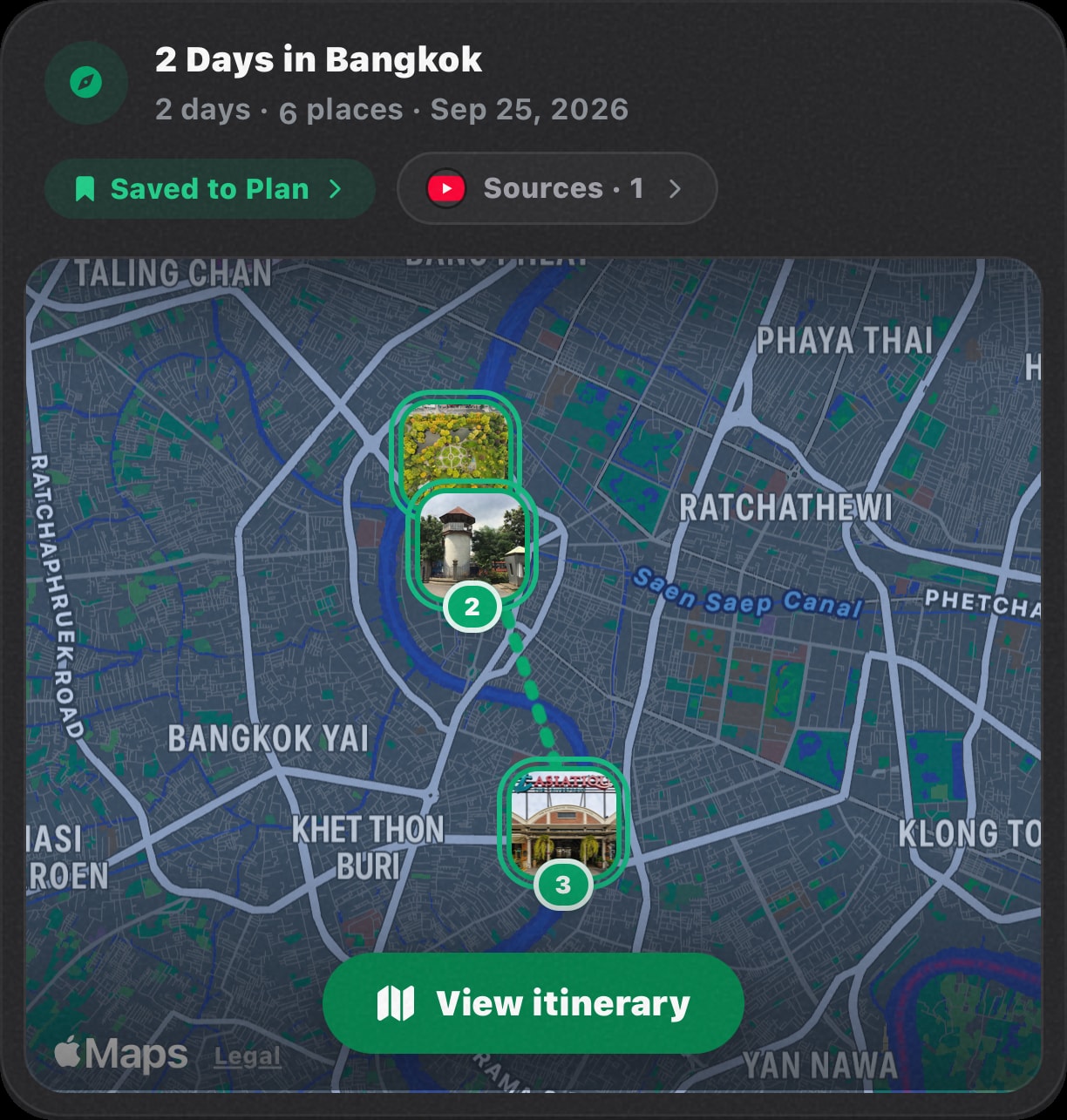 Two-day Bangkok route