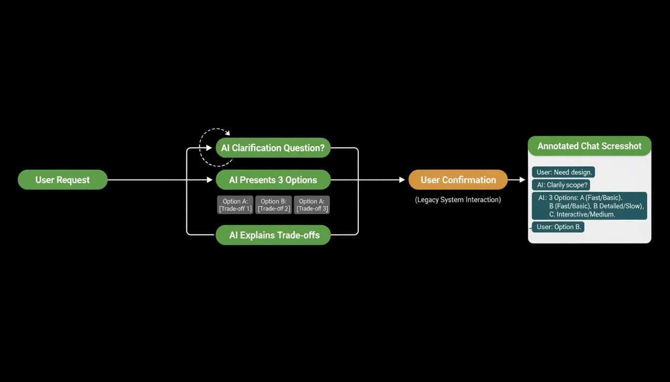 An annotated booking conversation from request to confirmation