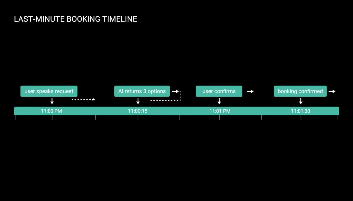 A late-night booking completed in under two minutes