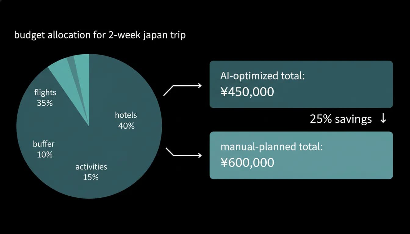 Budget allocation across flights, hotels, activities and buffer for a two-week trip