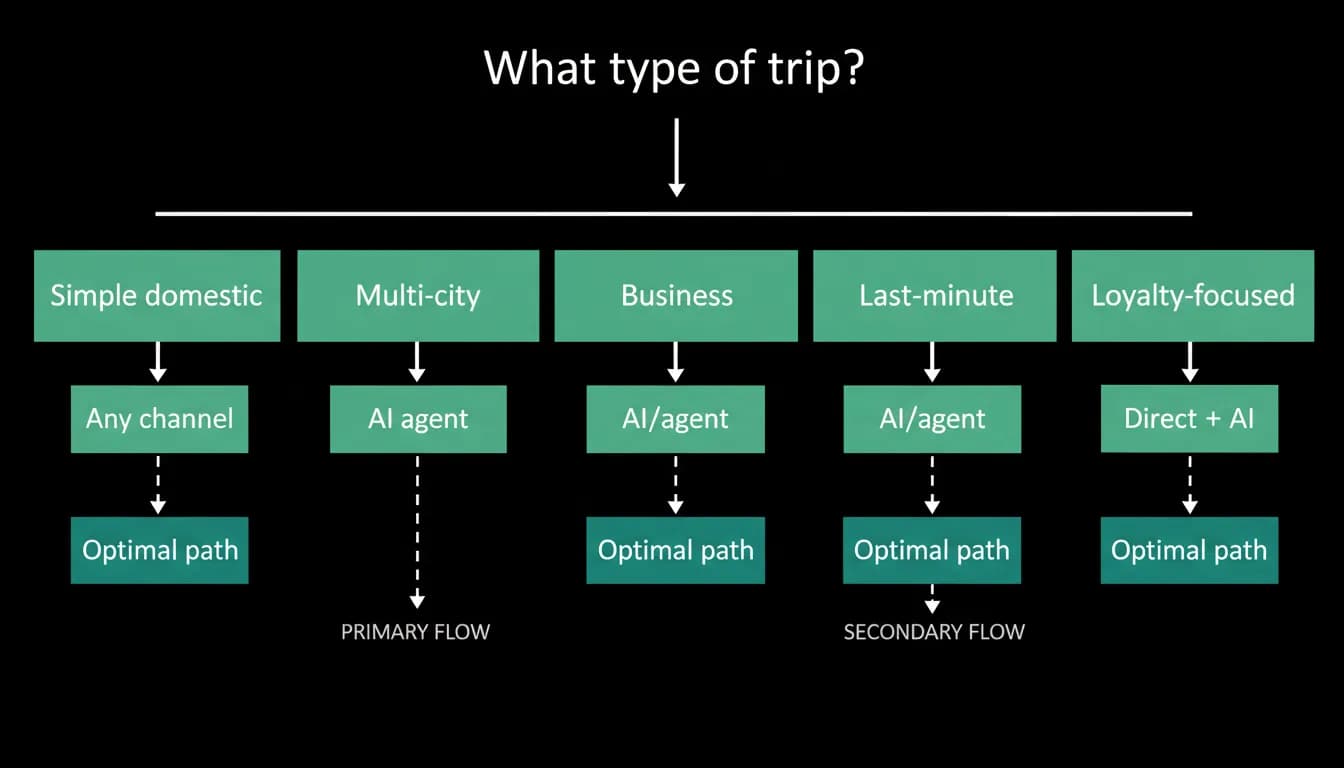 Decision tree matching trip type to the best booking channel