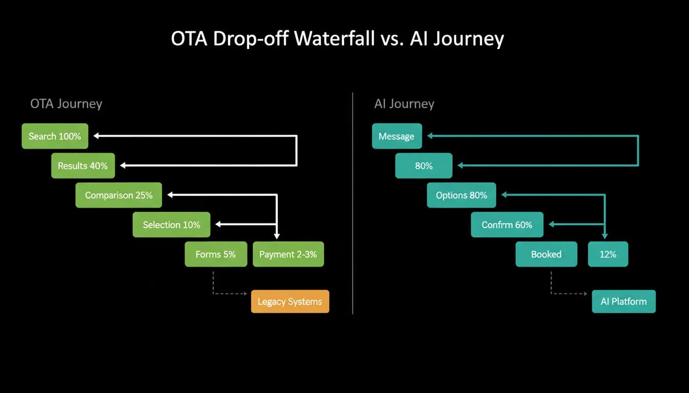 Where travellers drop out of an OTA funnel